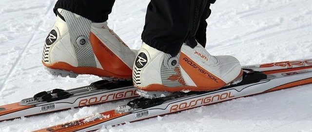 cross country skis and boots